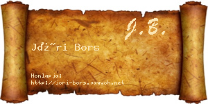 Jóri Bors névjegykártya